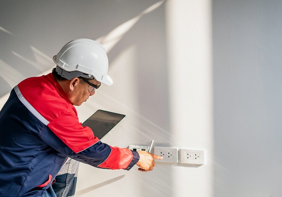 Civil,Engineer,Working,With,Digital,Laser,Level,Tool,In,Home